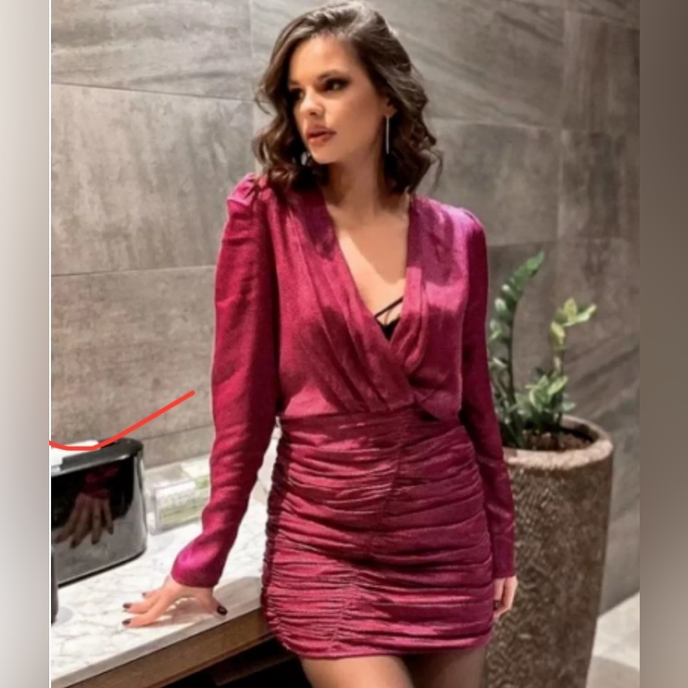 Zara Ruched Satin Dress Size S